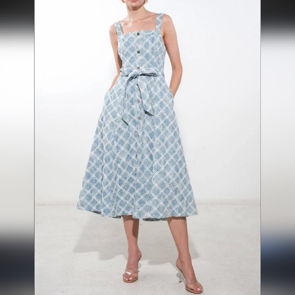 FreeMarket Made To Believe Denim Midi Dress - Size L - Picture 1 of 6